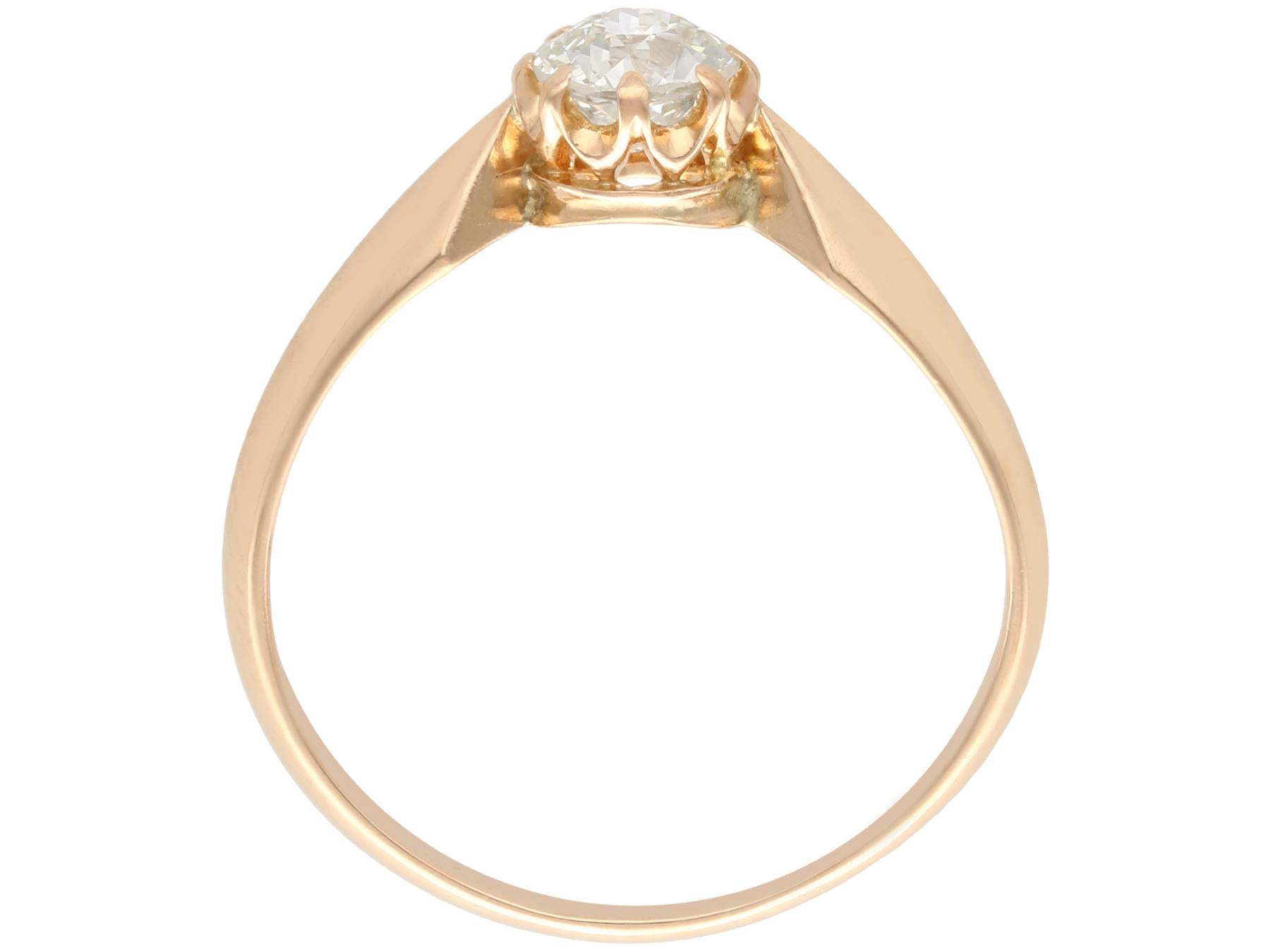 Antique 1910s Diamond and Rose Gold Solitaire Engagement Ring In Excellent Condition For Sale In Jesmond, Newcastle Upon Tyne
