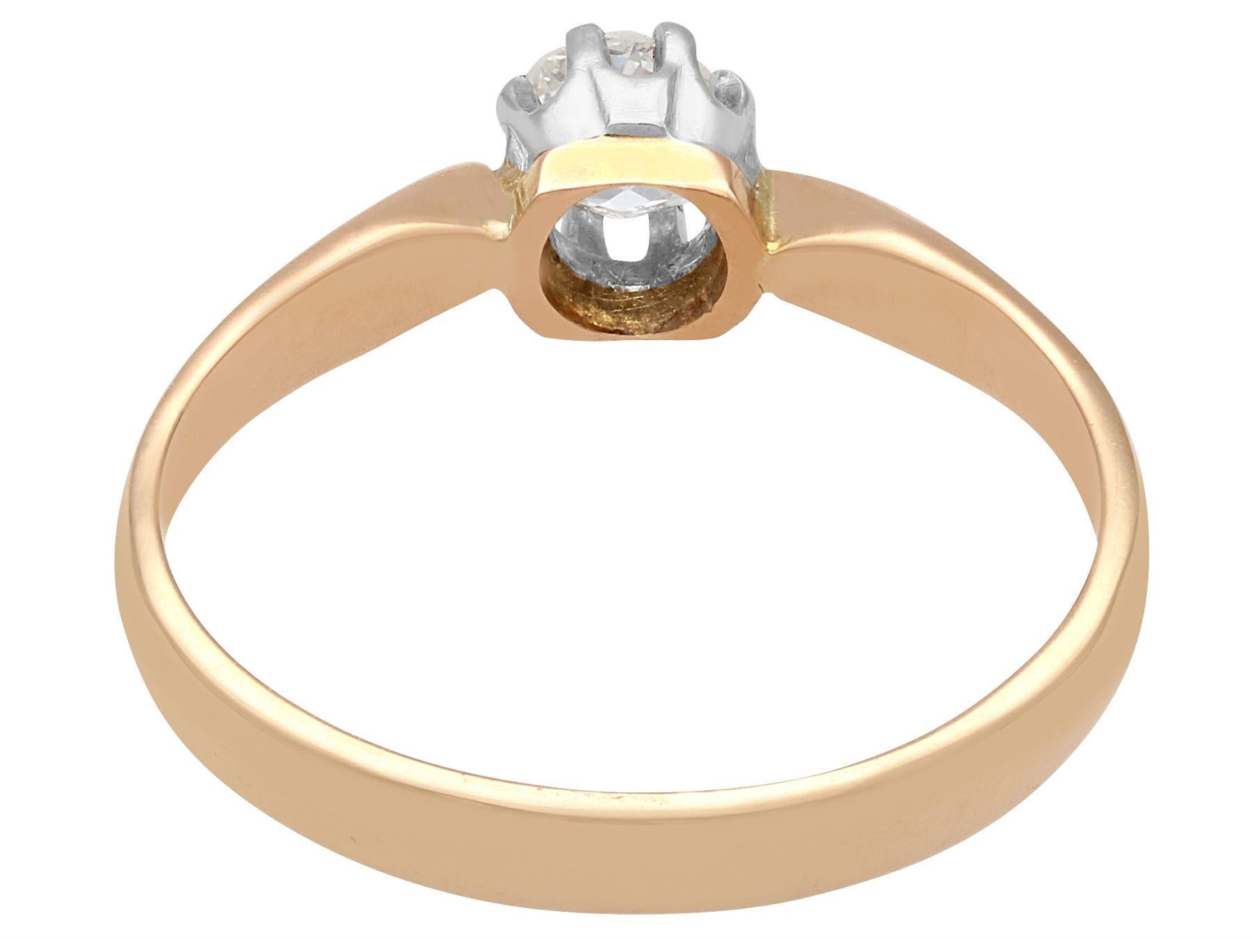 1910s Diamond and Rose Gold Solitaire Ring For Sale 2
