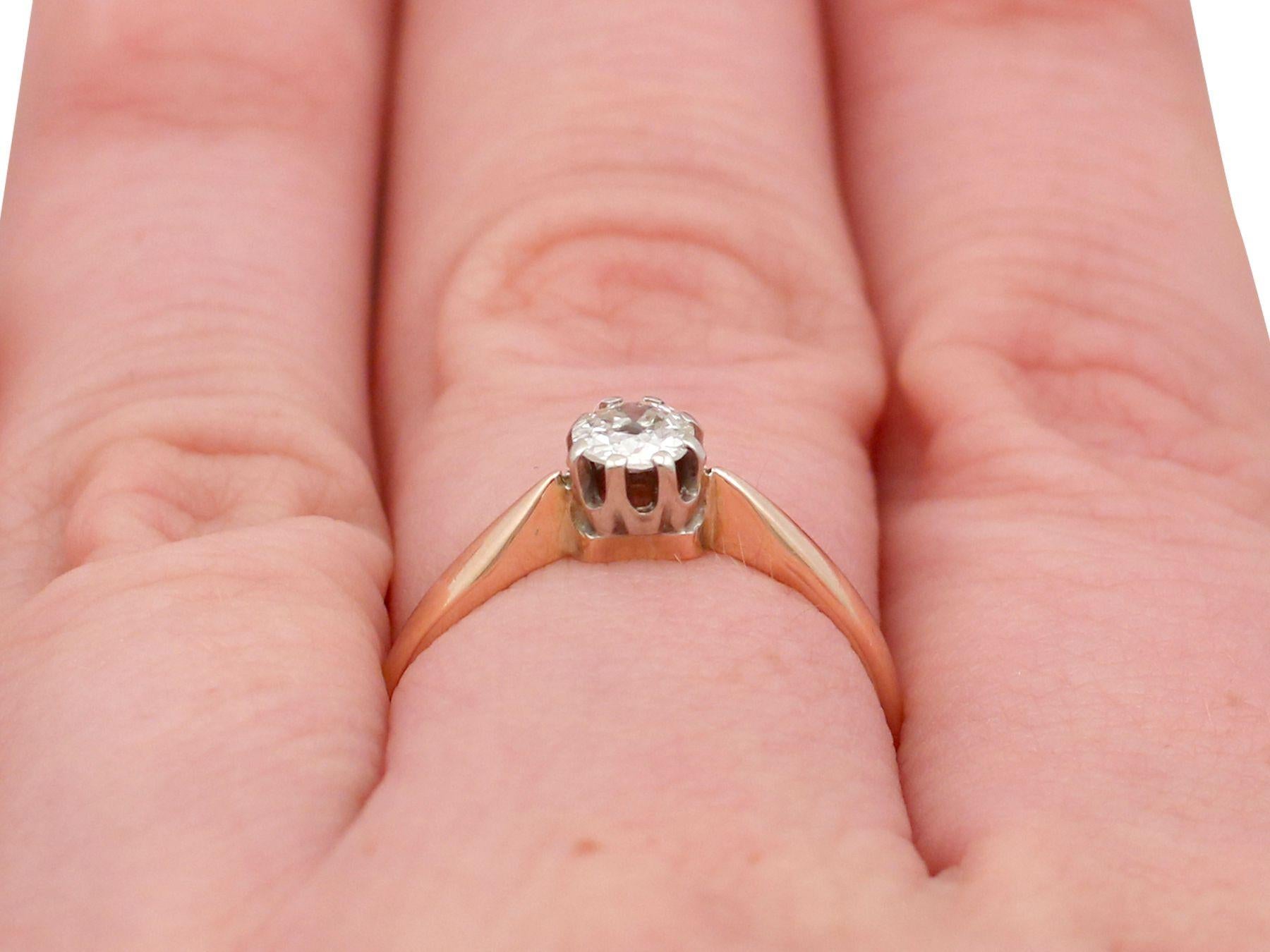 1910s Diamond and Rose Gold Solitaire Ring For Sale 5