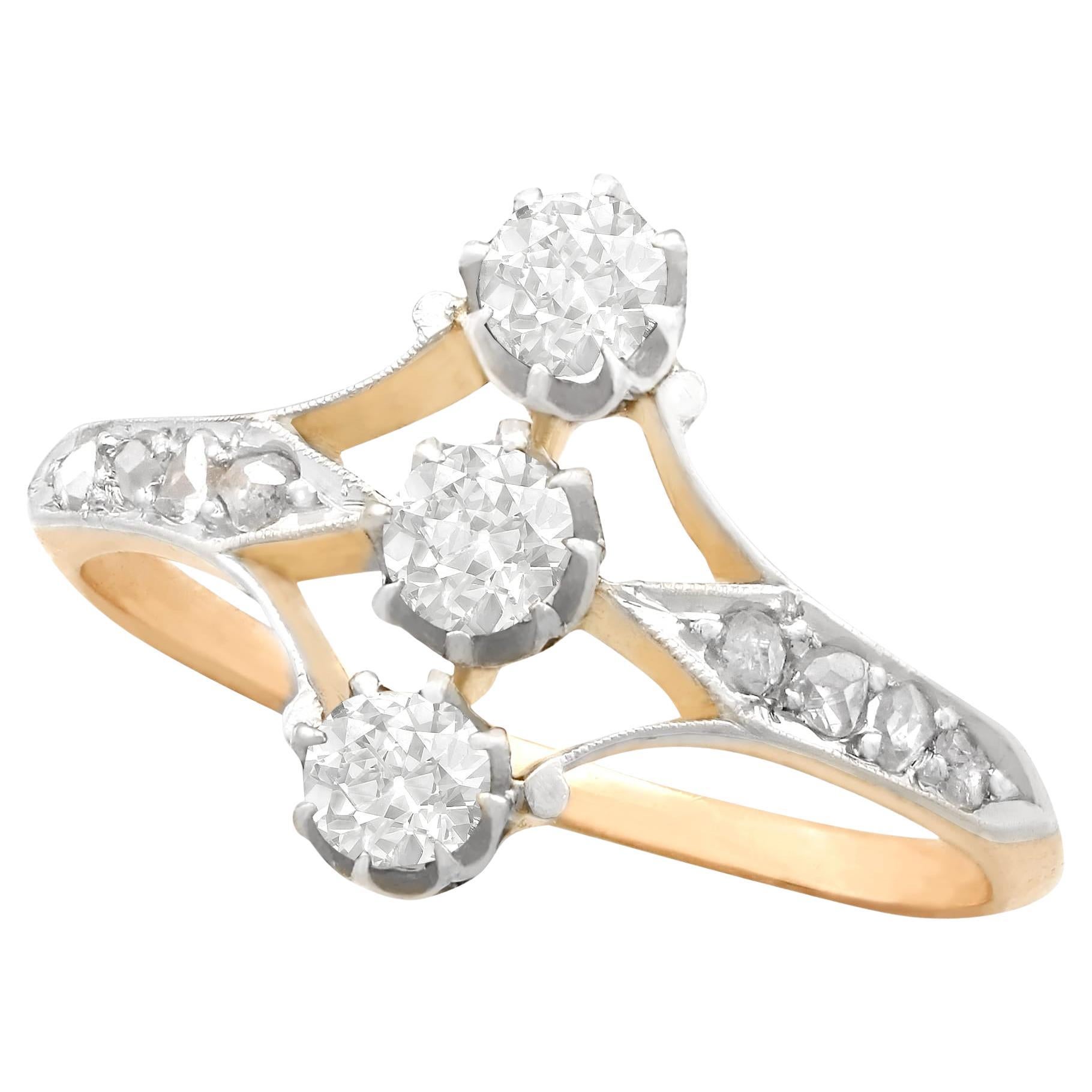 Antiker 1910er Diamant und Rose Gold Trilogie Ring