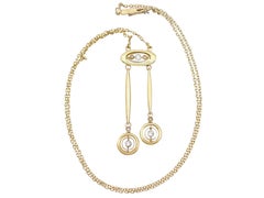 Antique 0.10ct Diamond Seed Pearl Necklace in 15k Gold, Circa 1910