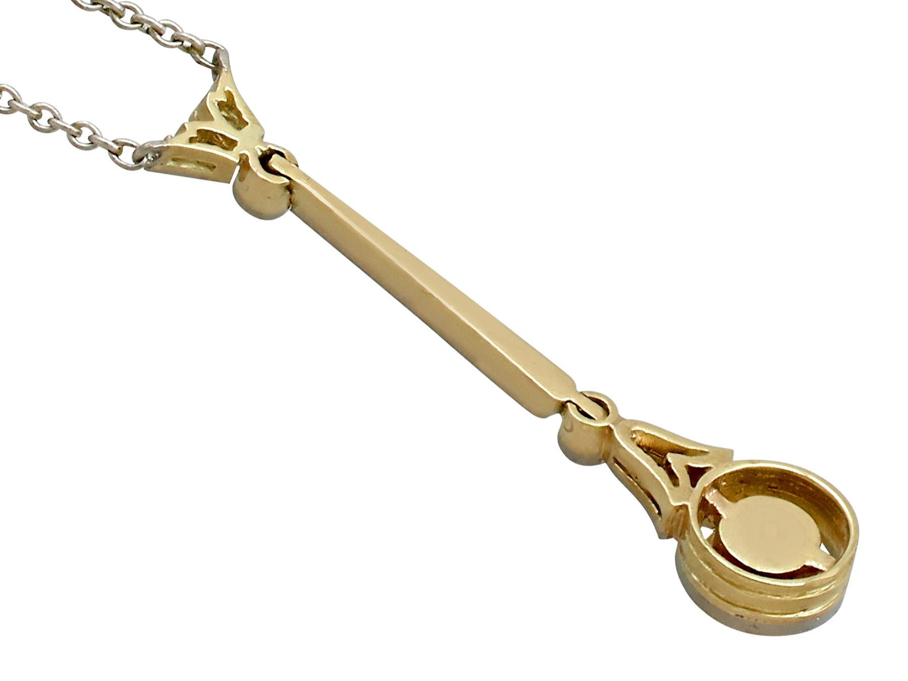 Women's Antique 1910s Diamond and Seed Pearl Yellow Gold Pendant