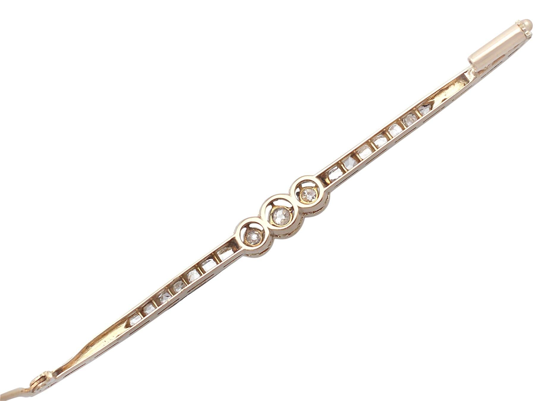 Women's Antique 1910s Diamond and Yellow Gold Bar Brooch For Sale