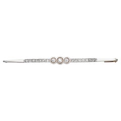 Antique 1910s Diamond and Yellow Gold Bar Brooch