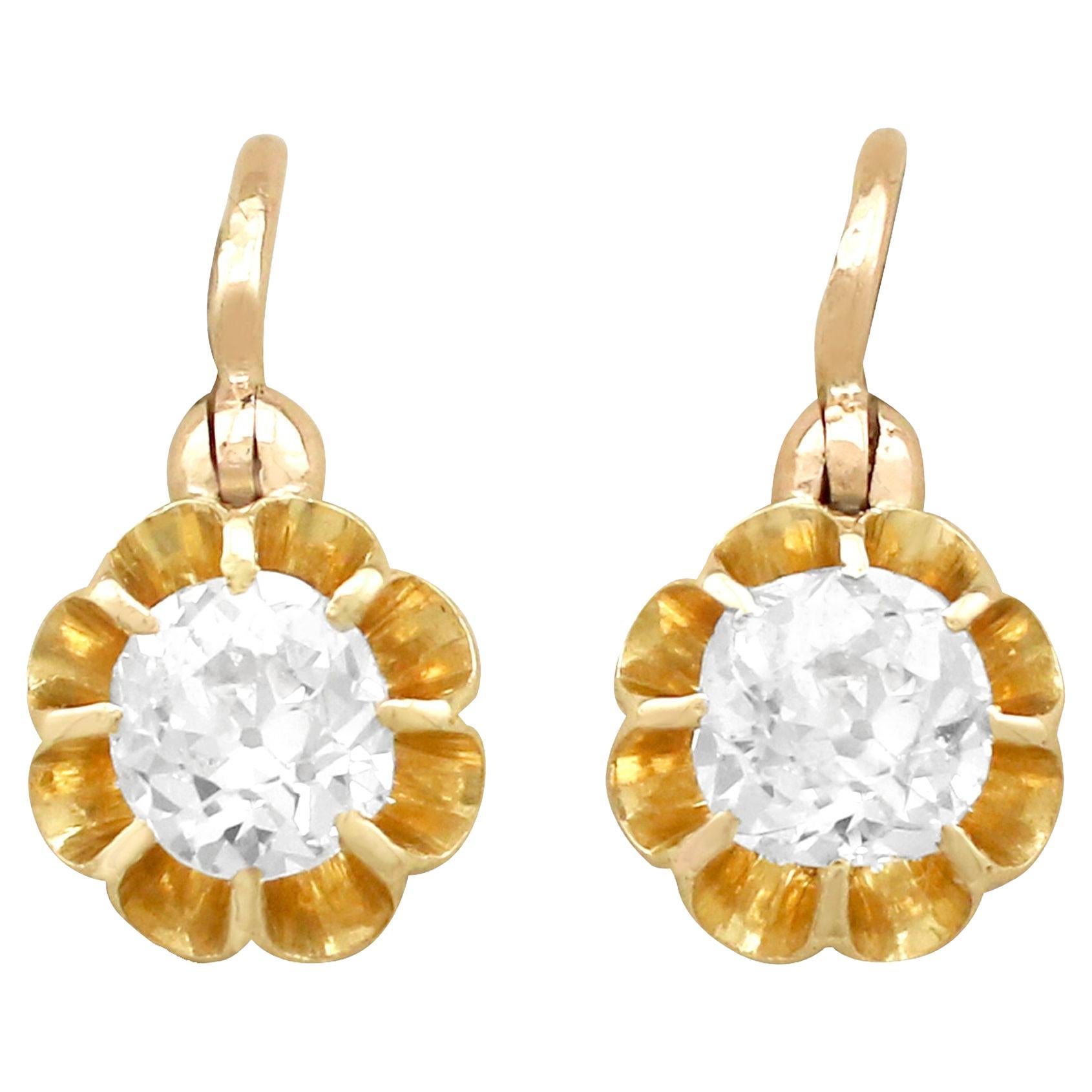 1910s Diamond and Yellow Gold Drop Earrings For Sale