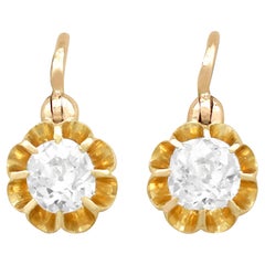 Antique 1910s Diamond and Yellow Gold Drop Earrings