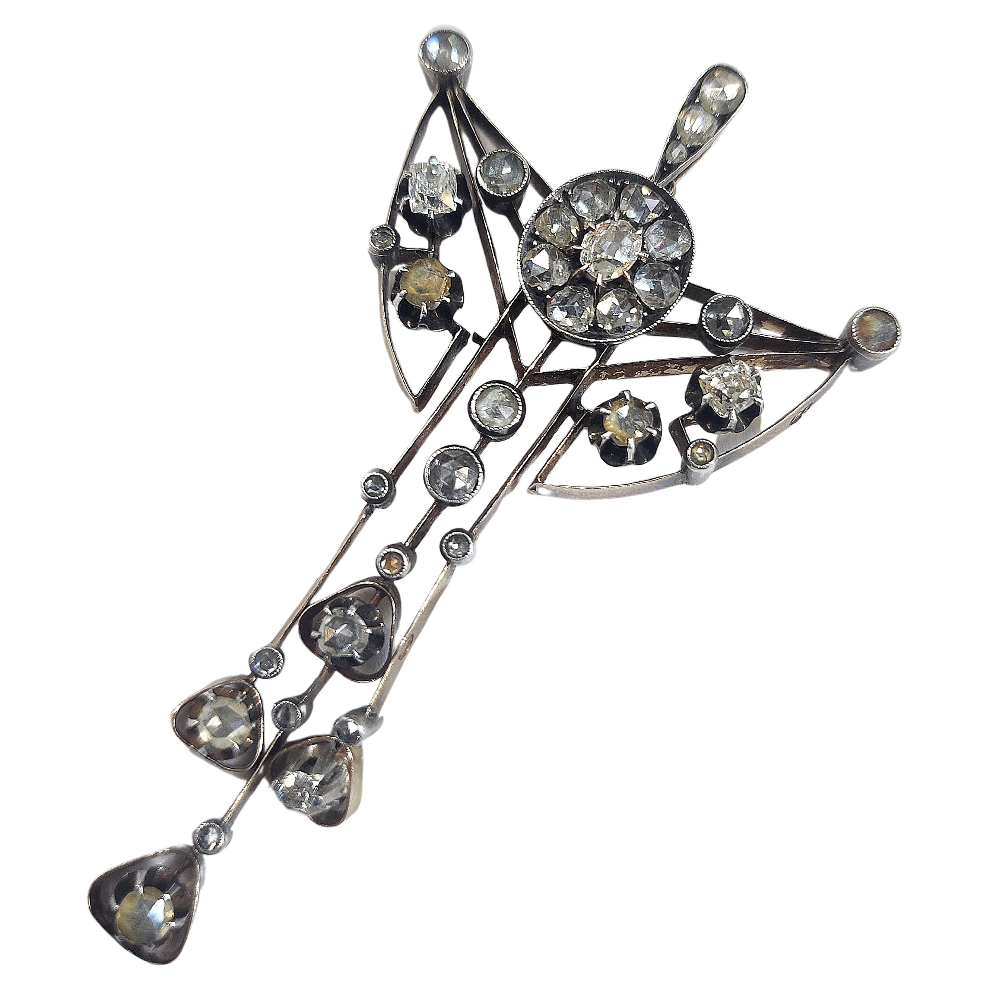 Antike 1910er Jahre Diamant-Halskette mit russischem Anhänger 1