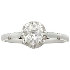 Antique 1910s Diamond White Gold and Platinum Set Solitaire Ring