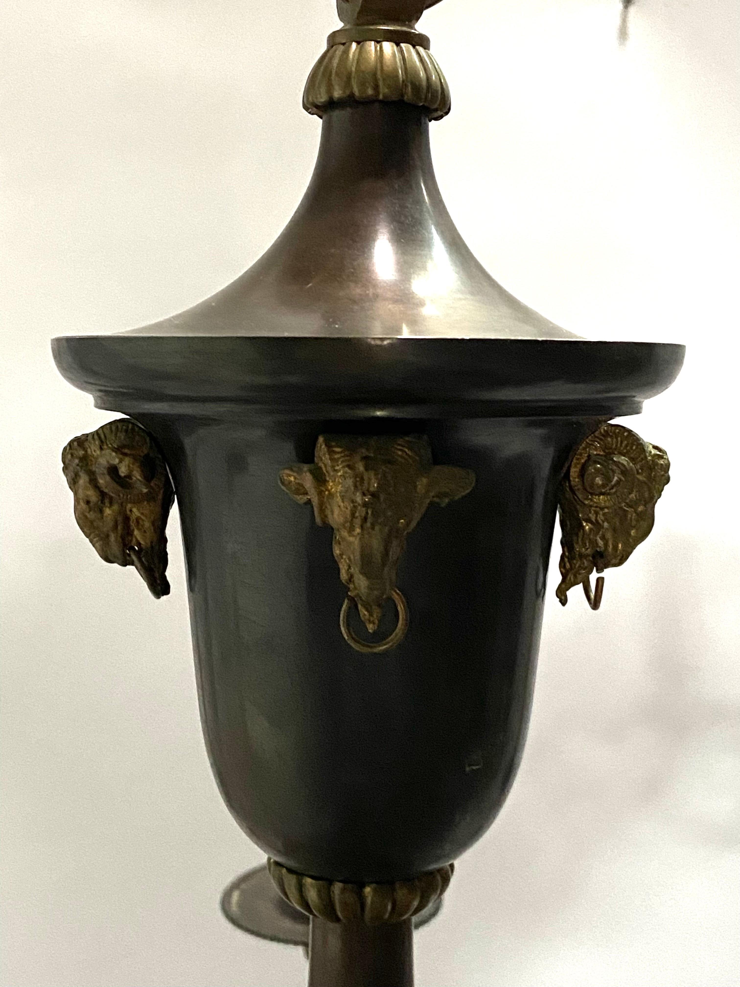 Antique 1910s French Empire Style Bronze Eight Light Chandelier In Good Condition For Sale In Atlanta, GA