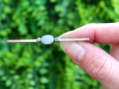 1910s Opal Diamond Yellow Gold Bar Brooch