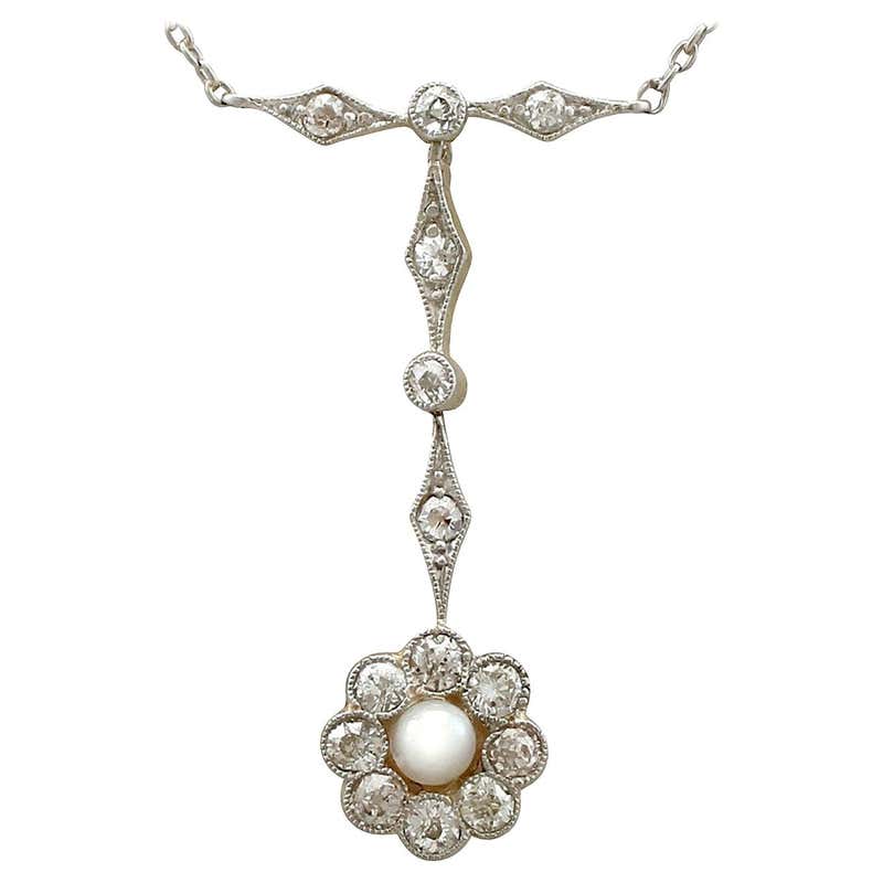 Antique 1900s Diamond and Yellow Gold and Platinum Necklace For Sale at ...