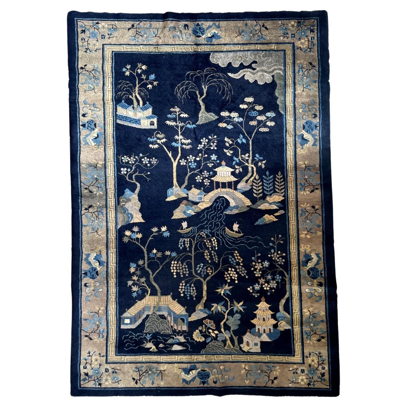 Antique 1910s Peking Chinese Rug – Hand-Knotted Wool – 5.1' x 7.10' - 1B986