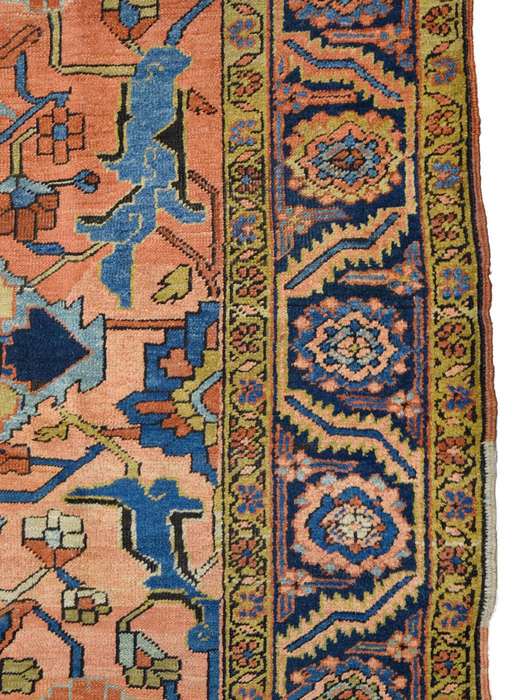 Tapis persan antique Heriz Serapi des années 1910 - 20,3 cm x 25,4 cm 1