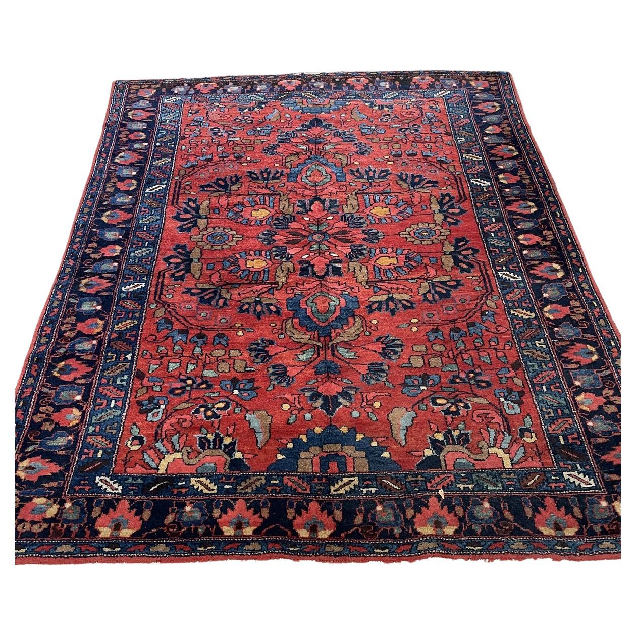Antique 1910s Persian Lilihan Rug, Traditional Floral Design 5.7'x6.8' - 1B981