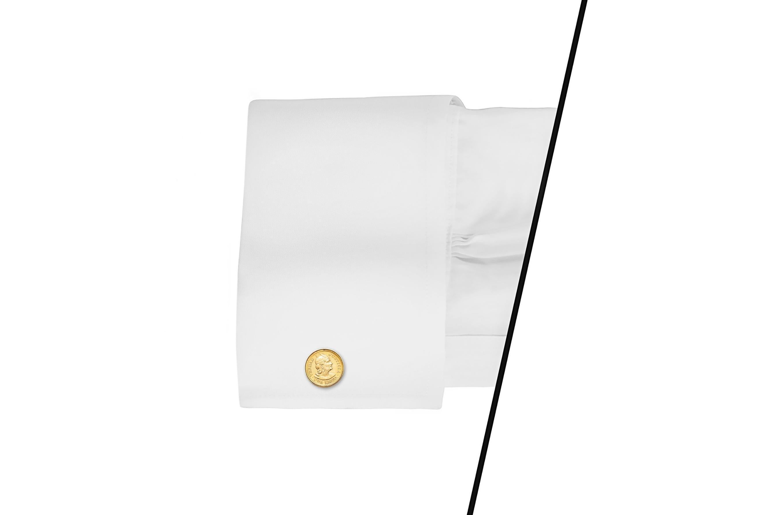 Men's Antique 1910s Peruvian Gold Coin Cufflinks For Sale