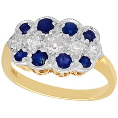 Antique 1910s Sapphire and Diamond Yellow Gold Cluster Ring