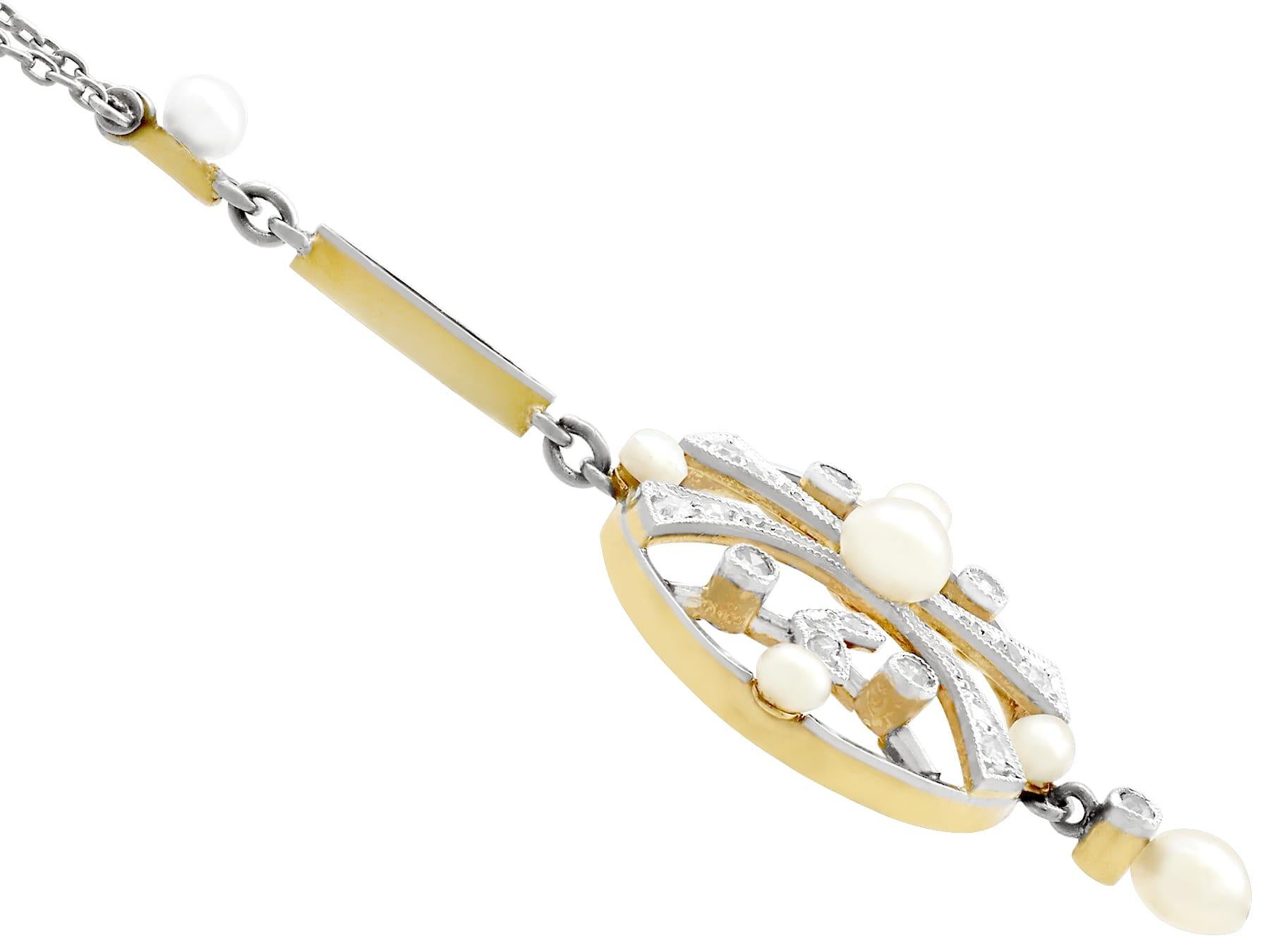 Women's Antique 1910s Seed Pearl and Diamond Yellow Gold Pendant For Sale