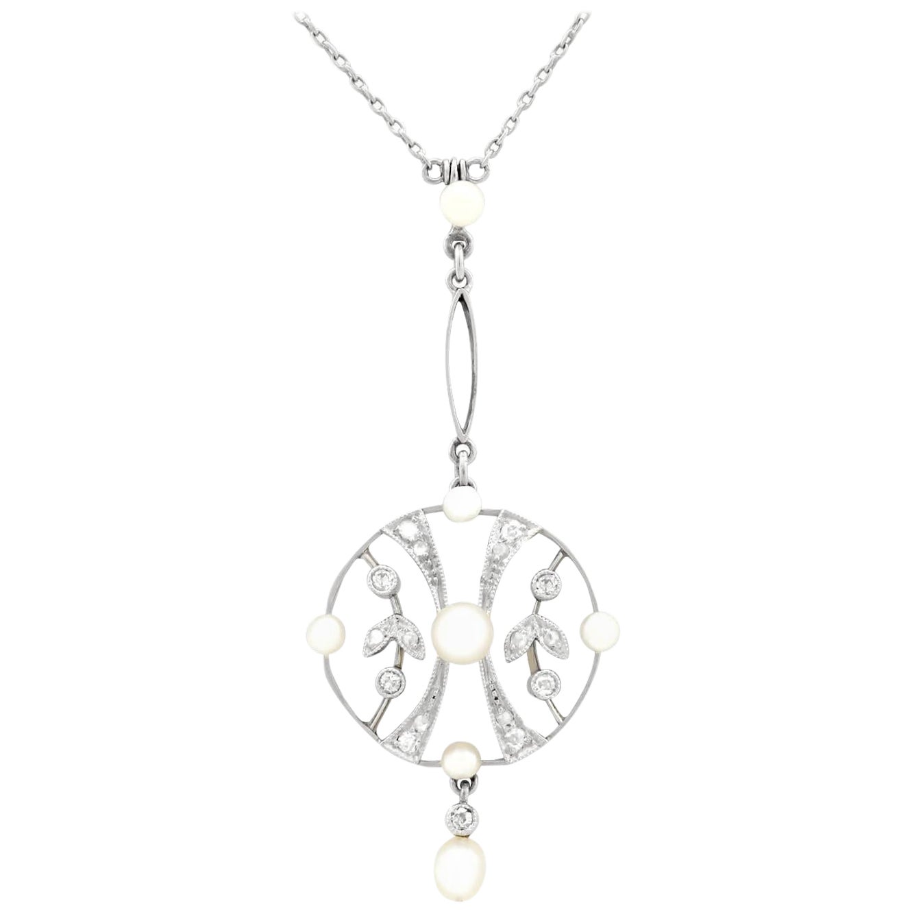 Antiker Gelbgold-Anhänger mit Saatperlen und Diamanten aus den 1910er Jahren