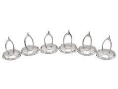Antique 1914 Set of Six Sterling Silver Menu / Card Holders