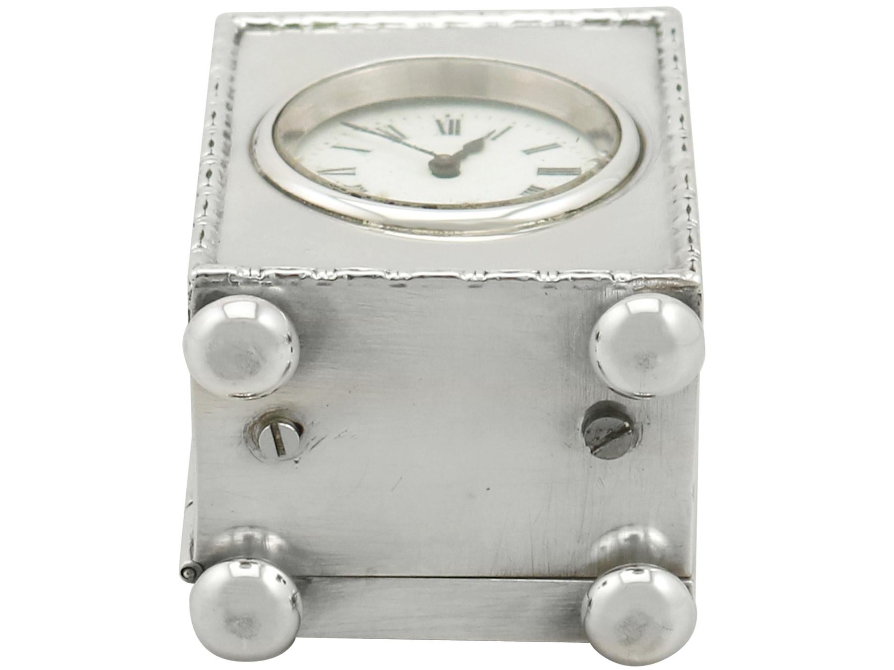 Antique 1910s Sterling Silver Boudoir Clock 6