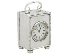 Antique 1910s Sterling Silver Boudoir Clock