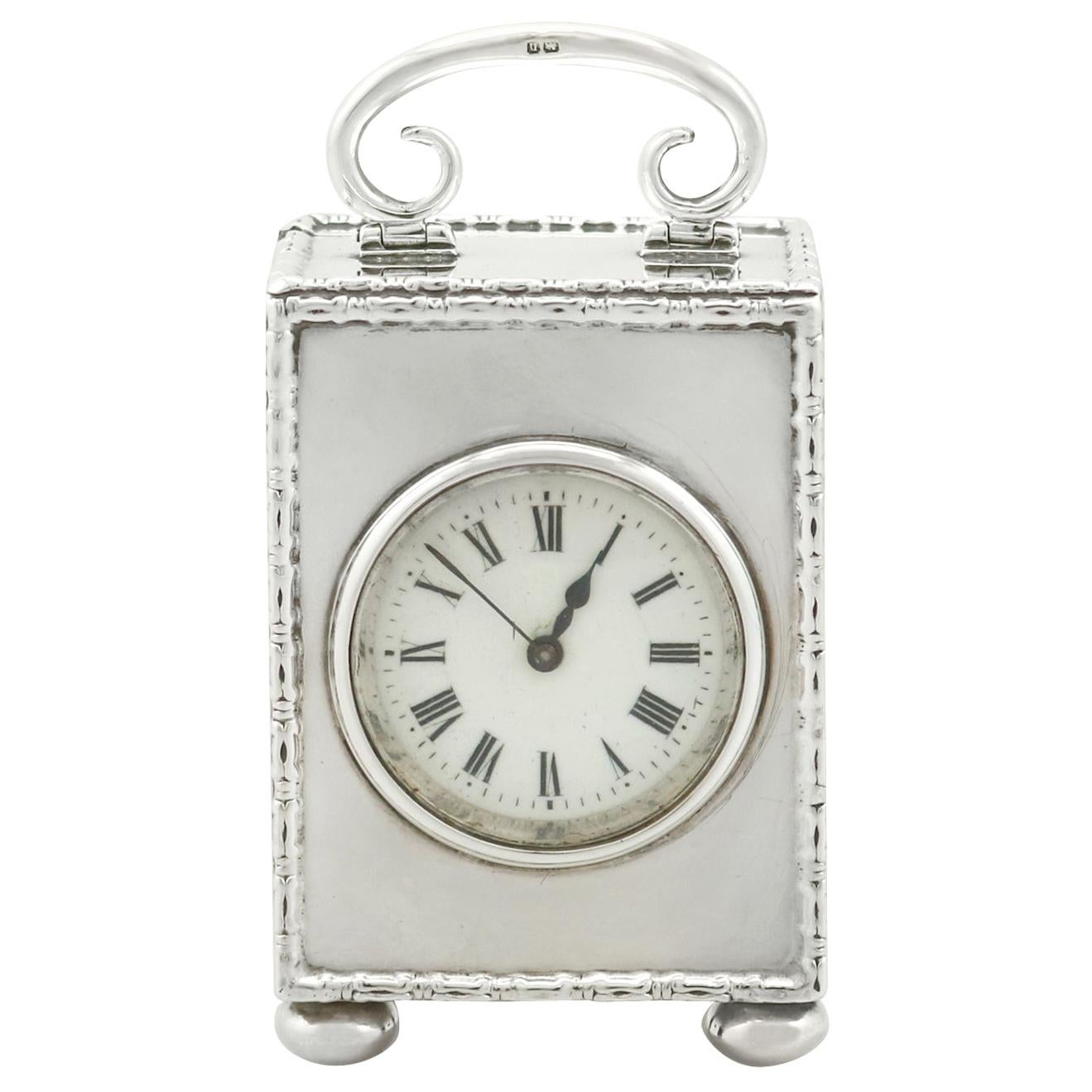 Antique 1910s Sterling Silver Boudoir Clock