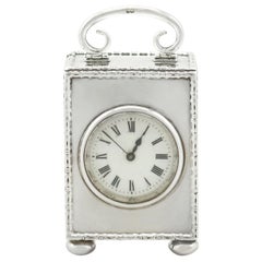Antique 1910s Sterling Silver Boudoir Clock