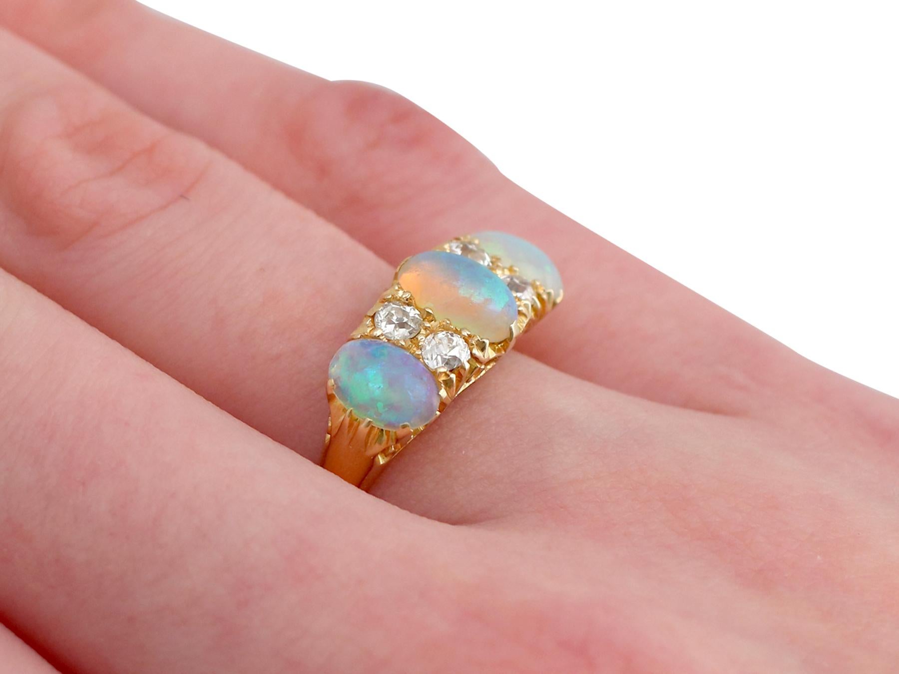 Antique 1911 1.74 Carat Opal and Diamond Yellow Gold Cocktail Ring 3