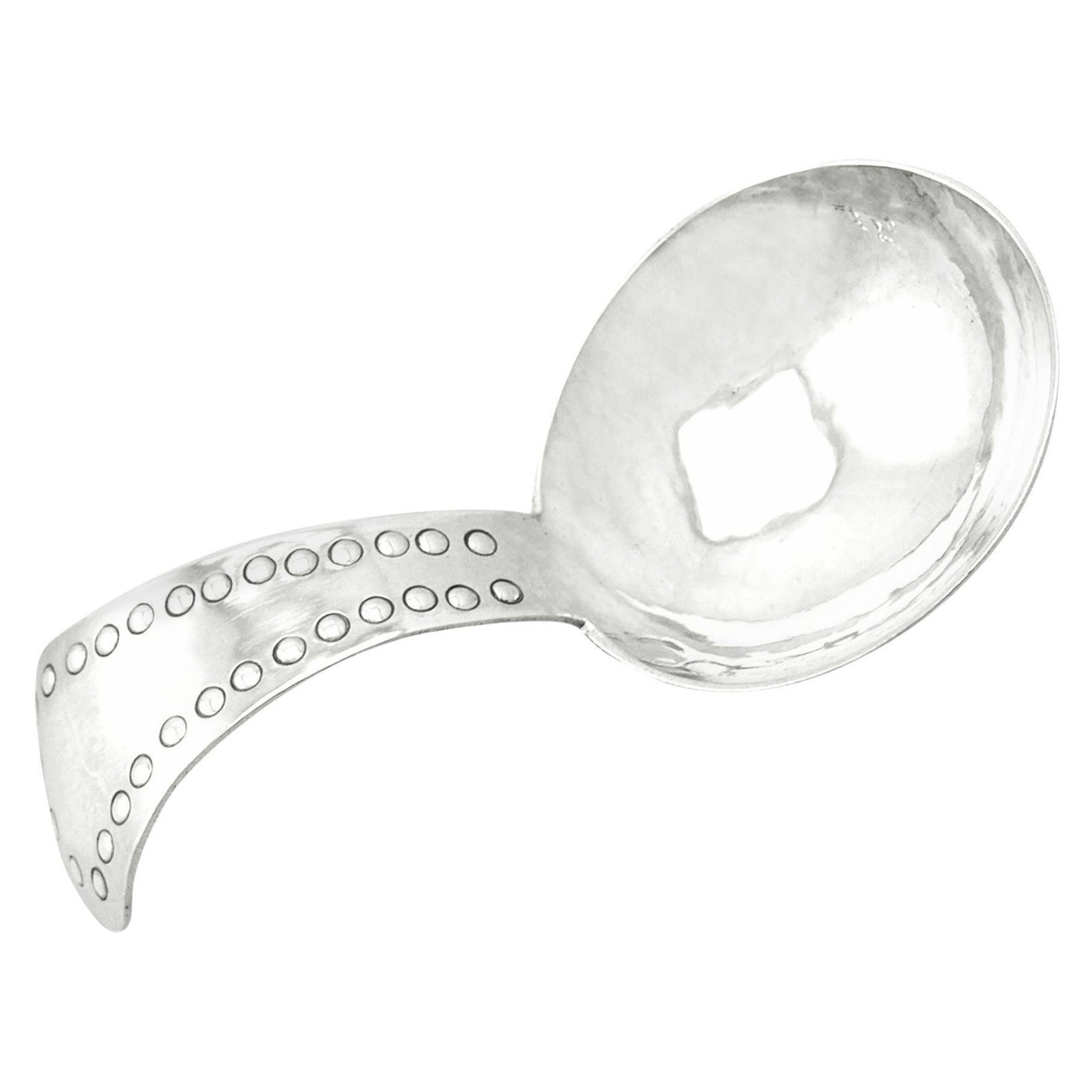 Antique 1911 Art & Crafts Style Sterling Silver Caddy Spoon For Sale