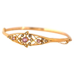 Pulsera brazalete de oro de 15 ct con turmalina antigua de 1911