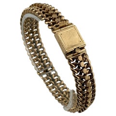 Antico bracciale a maglie in oro giallo 14k del 1912, tardo vittoriano