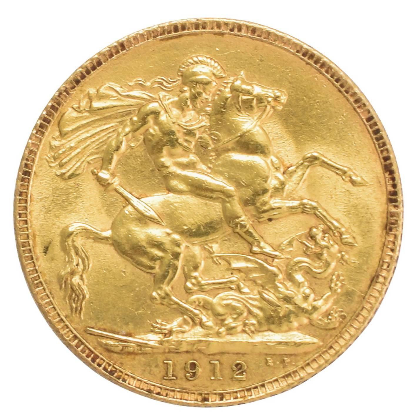 Antique 1912 George V Gold Full Sovereign Coin