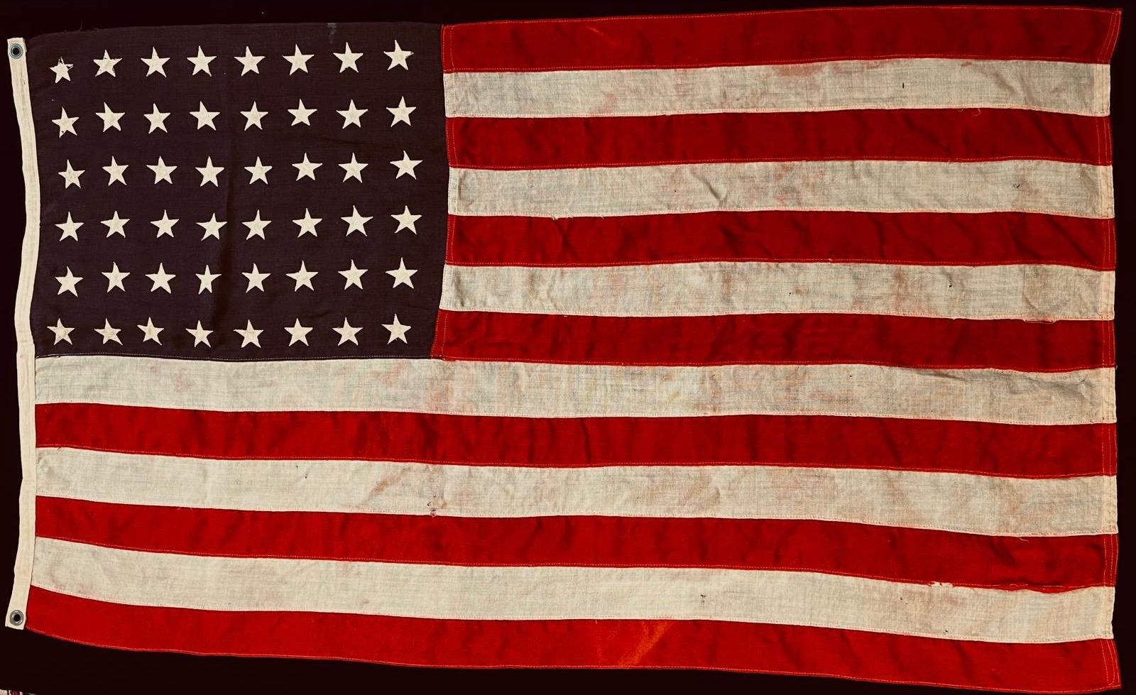 Antique 1912 Wool 48-Star American Flag, Rare Pre-Standard Collectible en vente 1