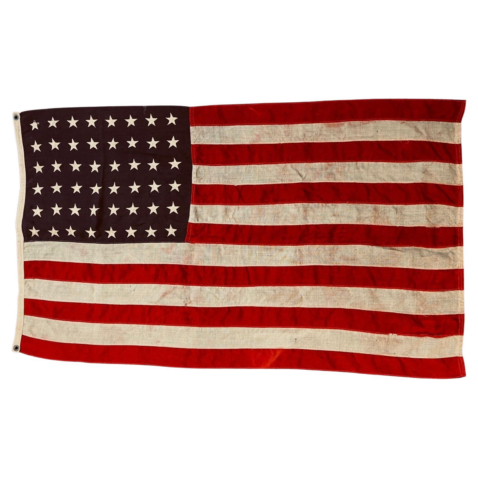 Antique 1912 Wool 48-Star American Flag, Rare Pre-Standard Collectible en vente