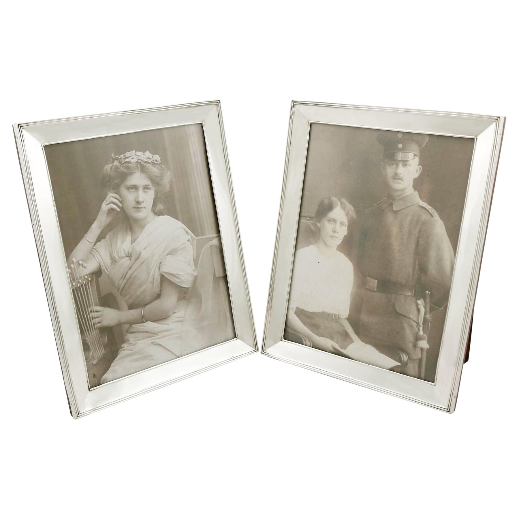 Antique 1913 Pair of Sterling Silver Photograph Frames by Henry Matthews