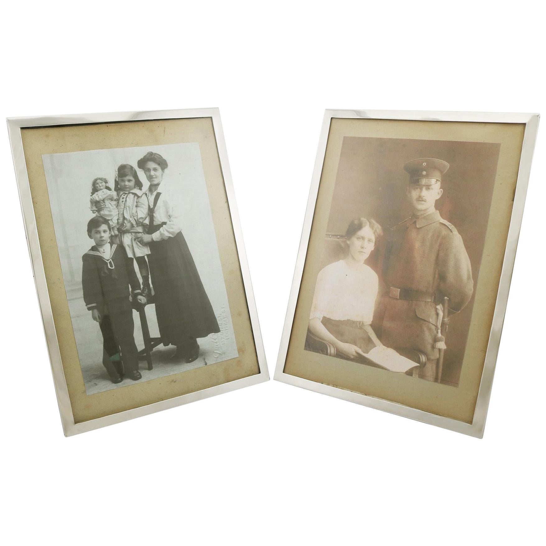 Antique 1913 Pair of Sterling Silver Photograph Frames