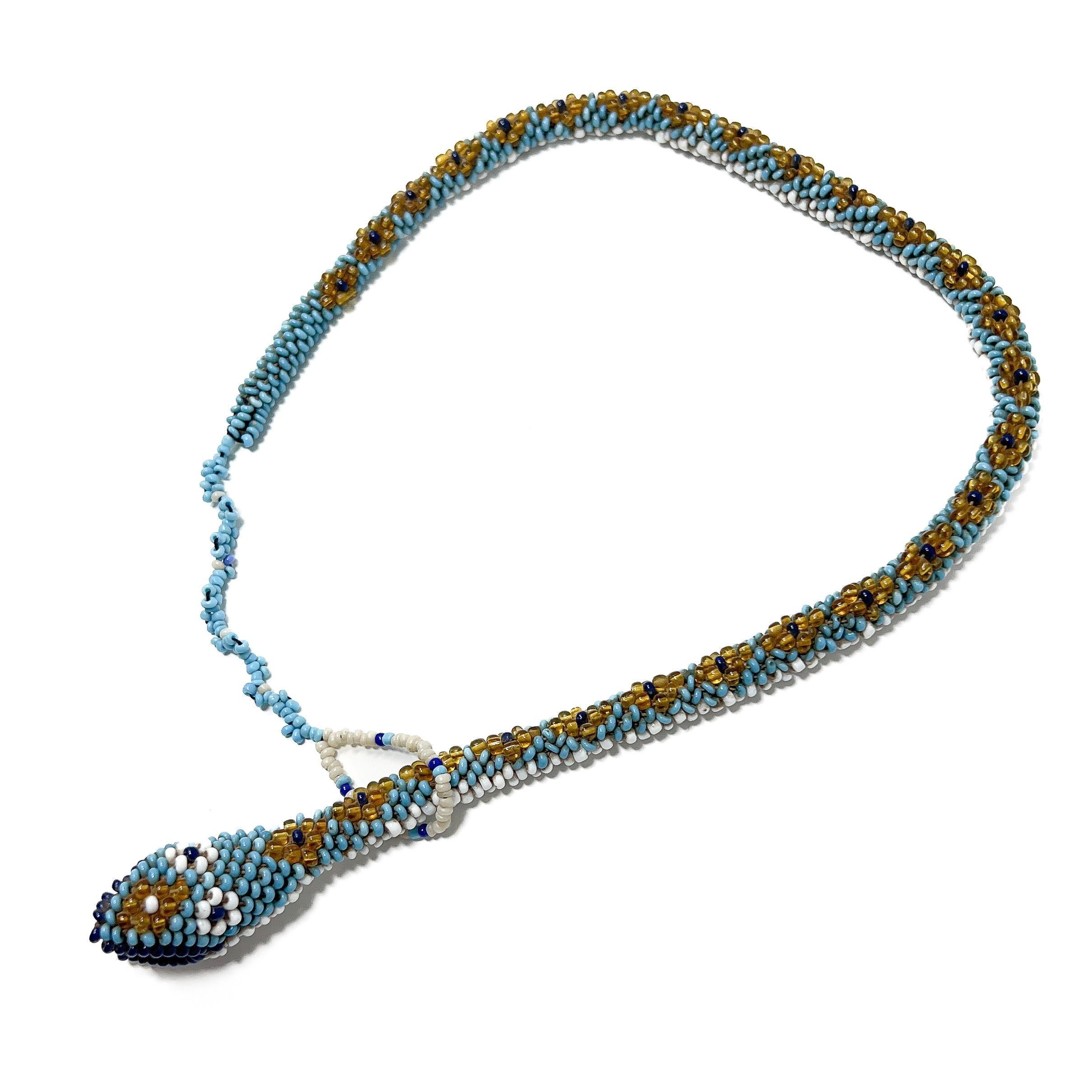 Women's Antique 1914-1918 Turkish Prisoner of War Beaded Snake Necklace For Sale