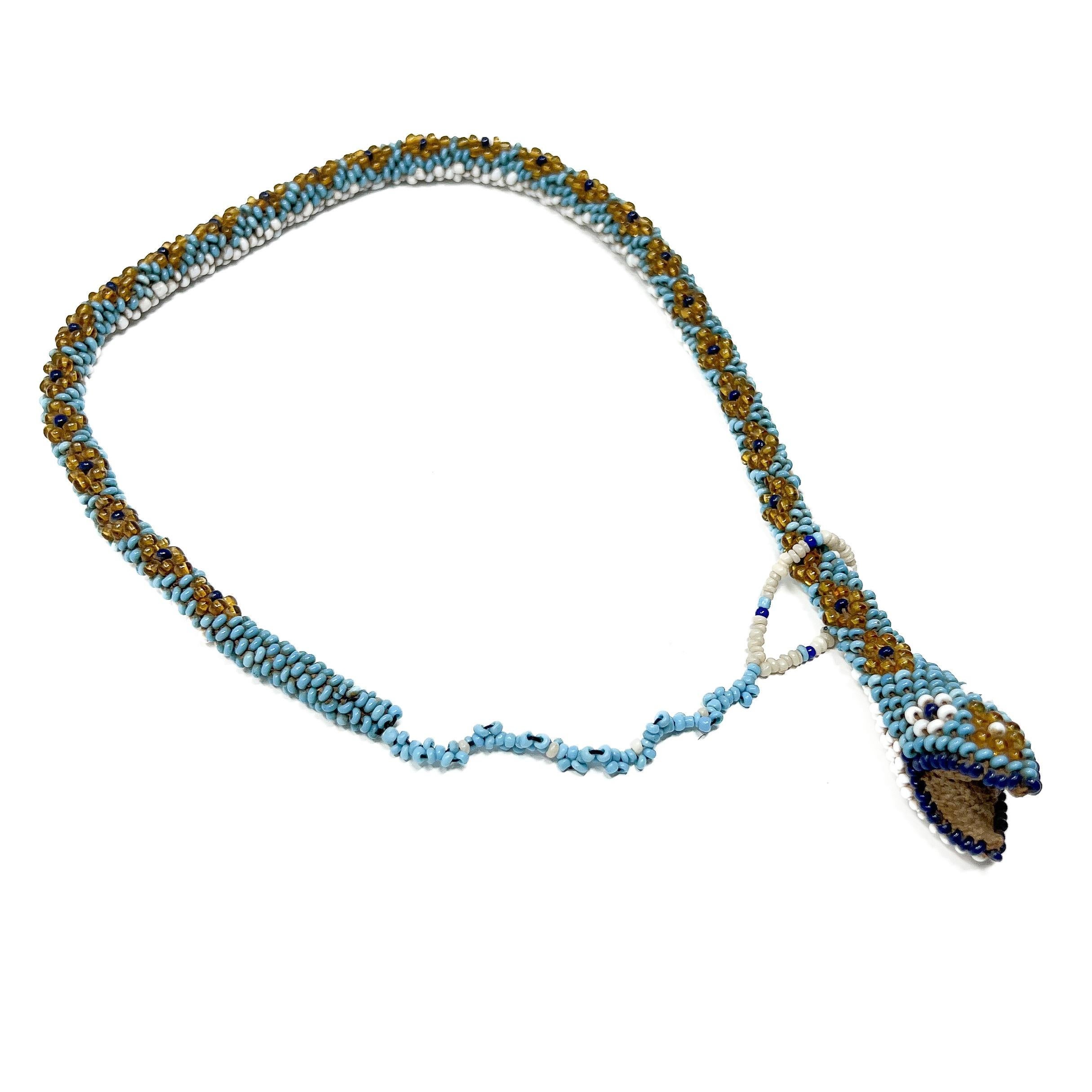 Antique 1914-1918 Turkish Prisoner of War Beaded Snake Necklace For Sale 1