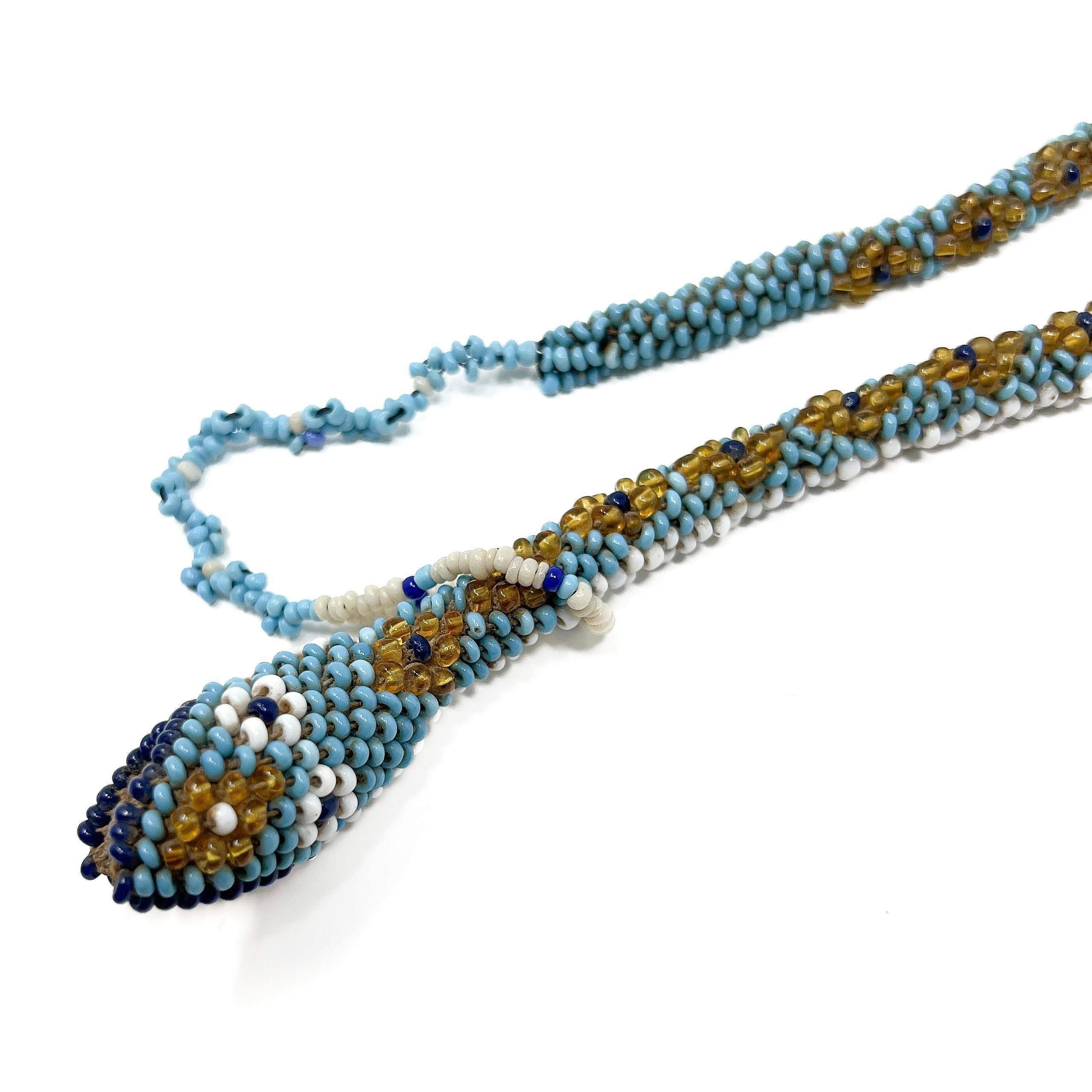 Antique 1914-1918 Turkish Prisoner of War Beaded Snake Necklace For Sale 2