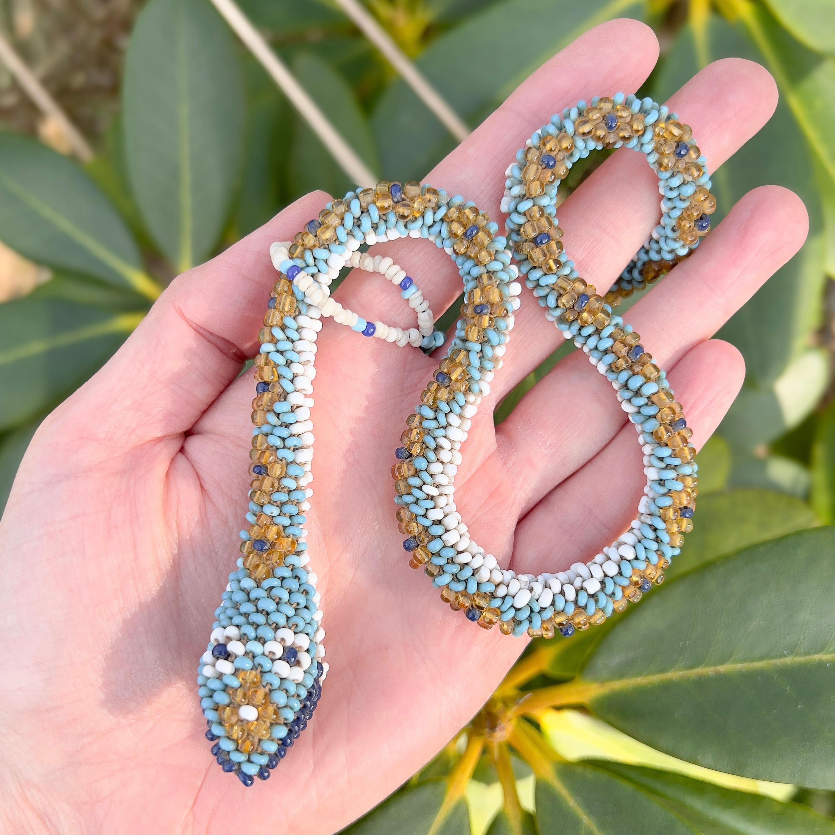 Antique 1914-1918 Turkish Prisoner of War Beaded Snake Necklace In Good Condition For Sale In Skelmersdale, GB