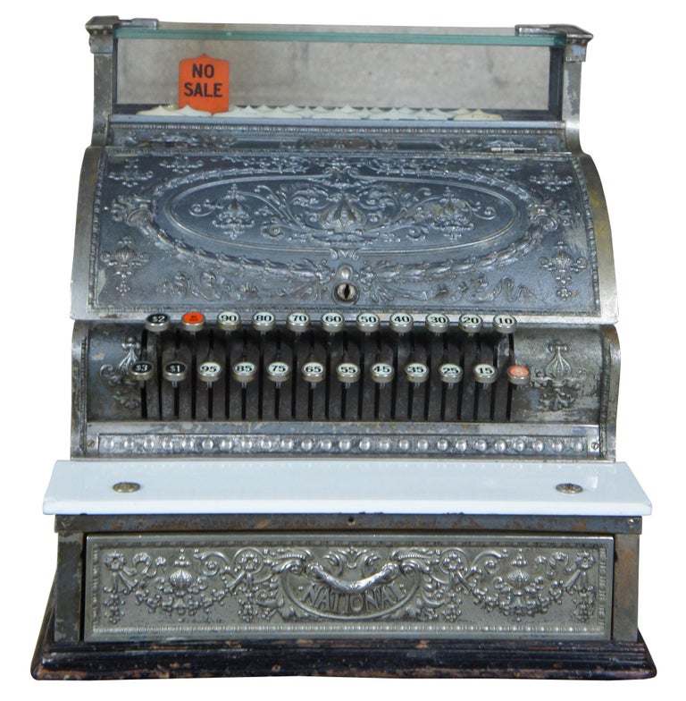 Antique 1914 Model 333 NCR National Cash Register Ornate Embossed Brass at 1stDibs national