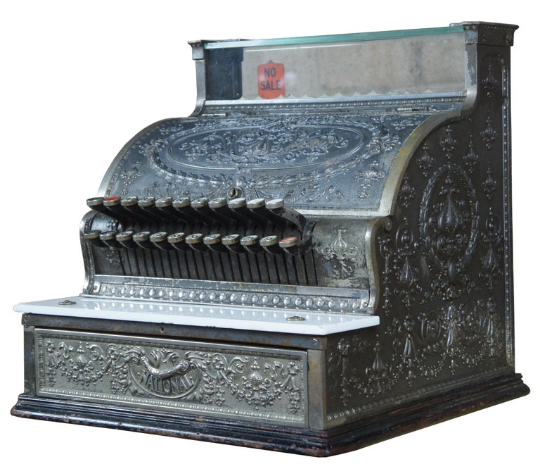 Antique 1914 Model 333 NCR National Cash Register Ornate Embossed Brass at 1stDibs national