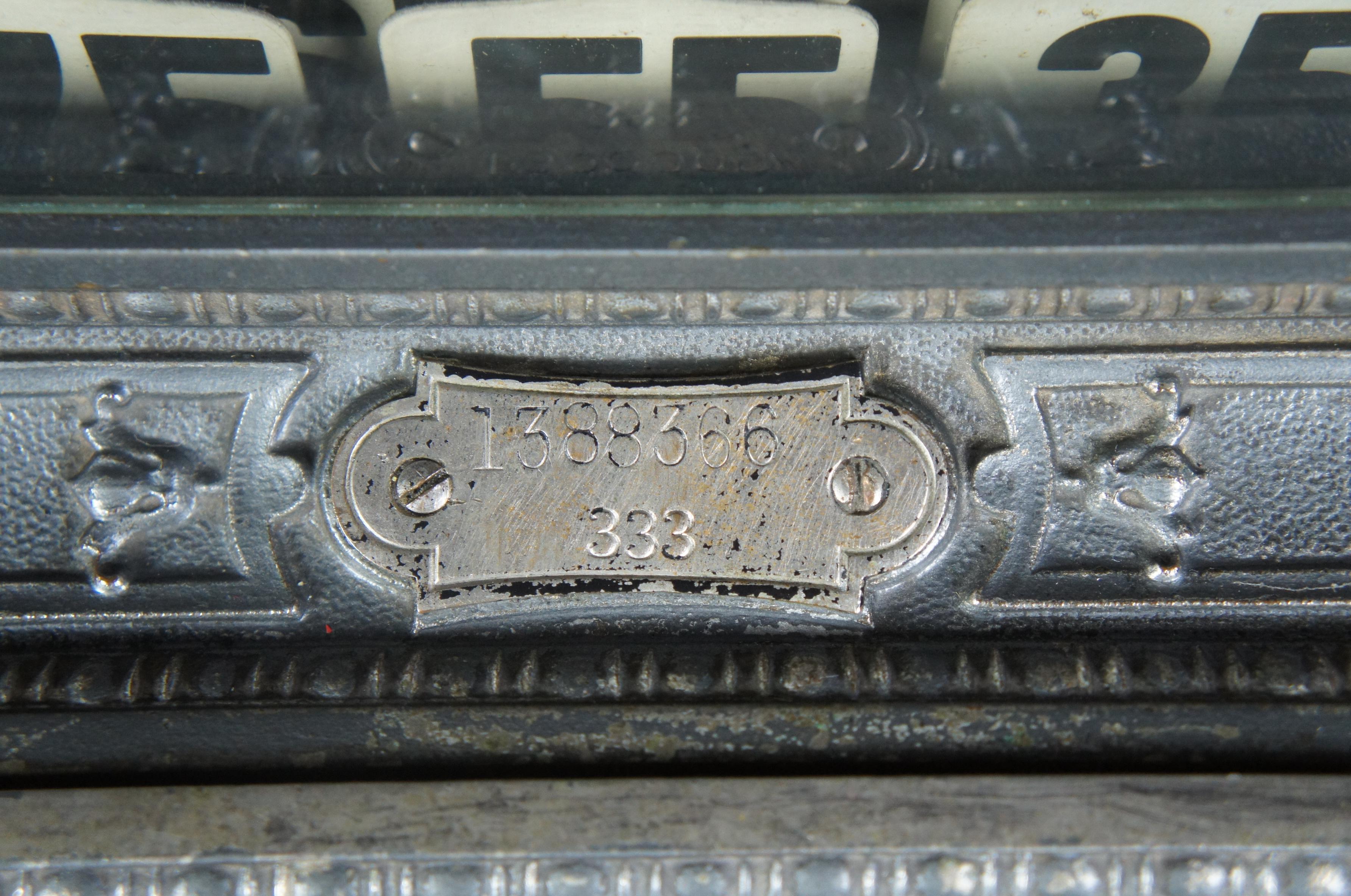 Antique 1914 Model 333 NCR National Cash Register Ornate Embossed Brass In Good Condition In Dayton, OH