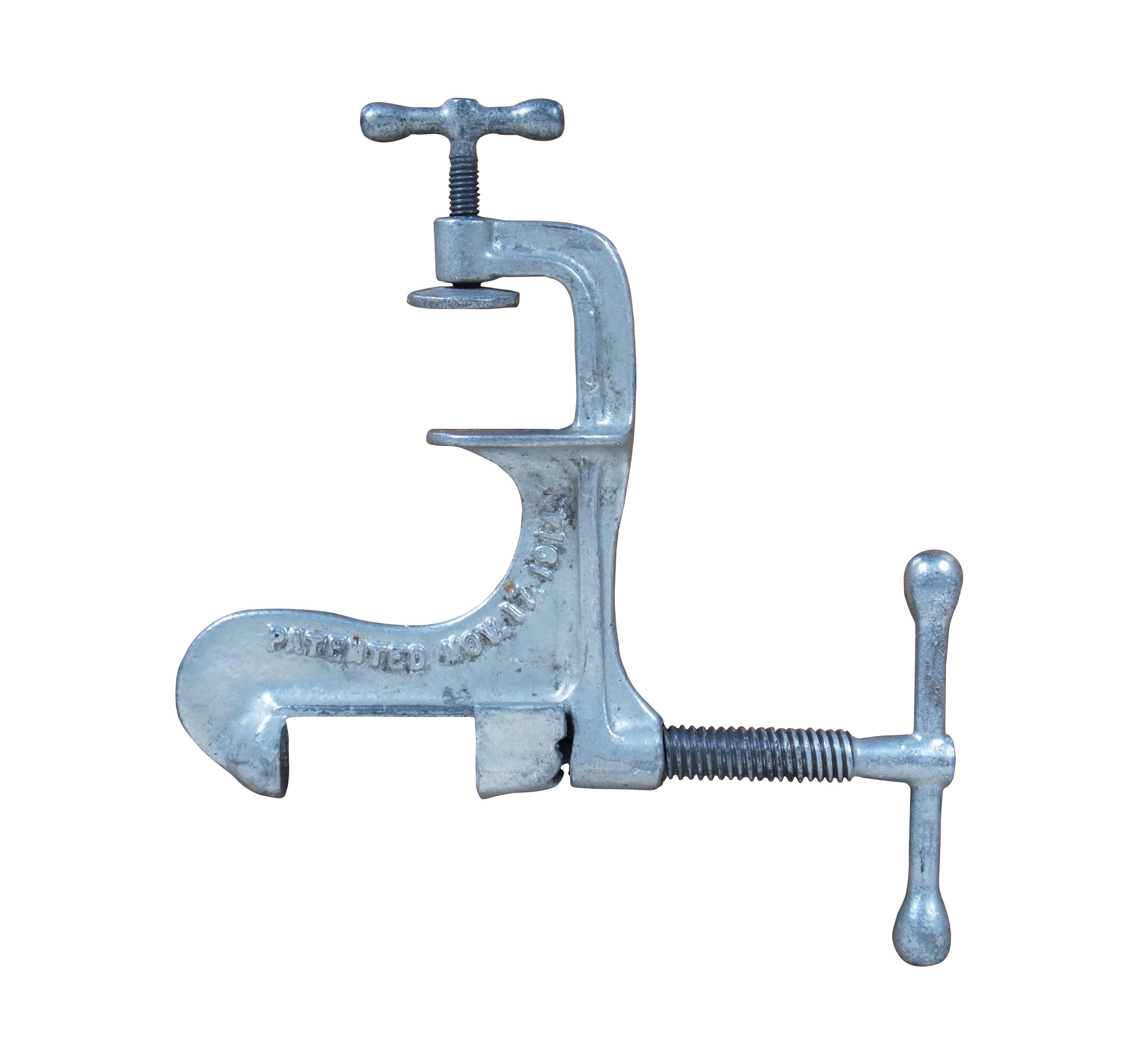 Early 20th century counter mounted vise style nut cracker by the Perfection Nut Cracker Company of Waco, Texas. Patented Nov. 17, 1914. 

Dimensions:
7