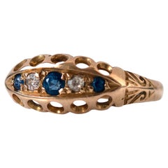Antique 1914 Sapphire 18ct Gold Diamond Ring