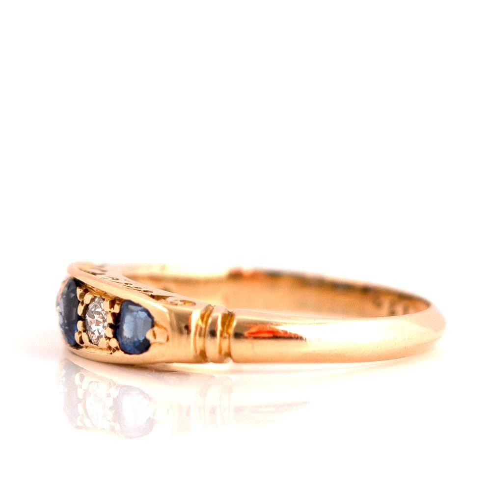 Antique 1914 Sapphire Diamond 18ct Gold Ring For Sale 2