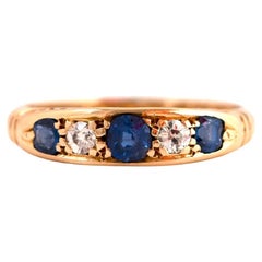 Antique 1914 Sapphire Diamond 18ct Gold Ring