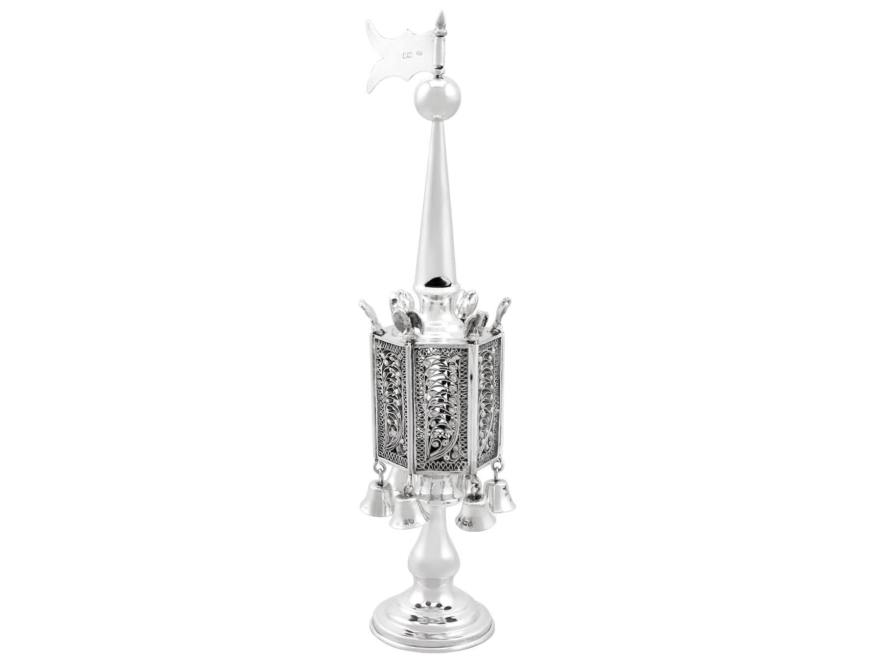 British Antique Jacob Rozenzweig Sterling Silver Spice Tower For Sale