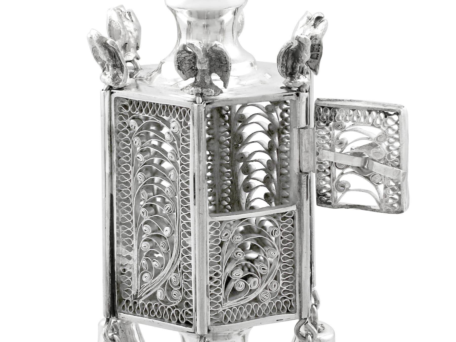 Antiker Jacob Rozenzweig Spice Tower aus Sterlingsilber im Angebot 1