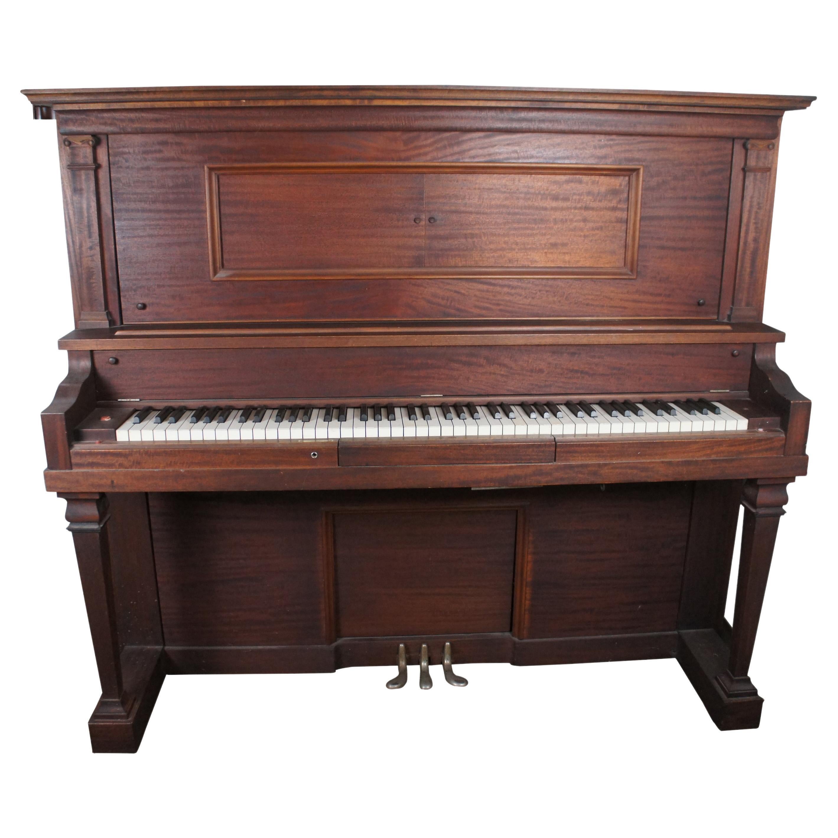 Antique 1915 Mahogany Chicago Cable Company Carolina Inner Player Upright Piano  For Sale